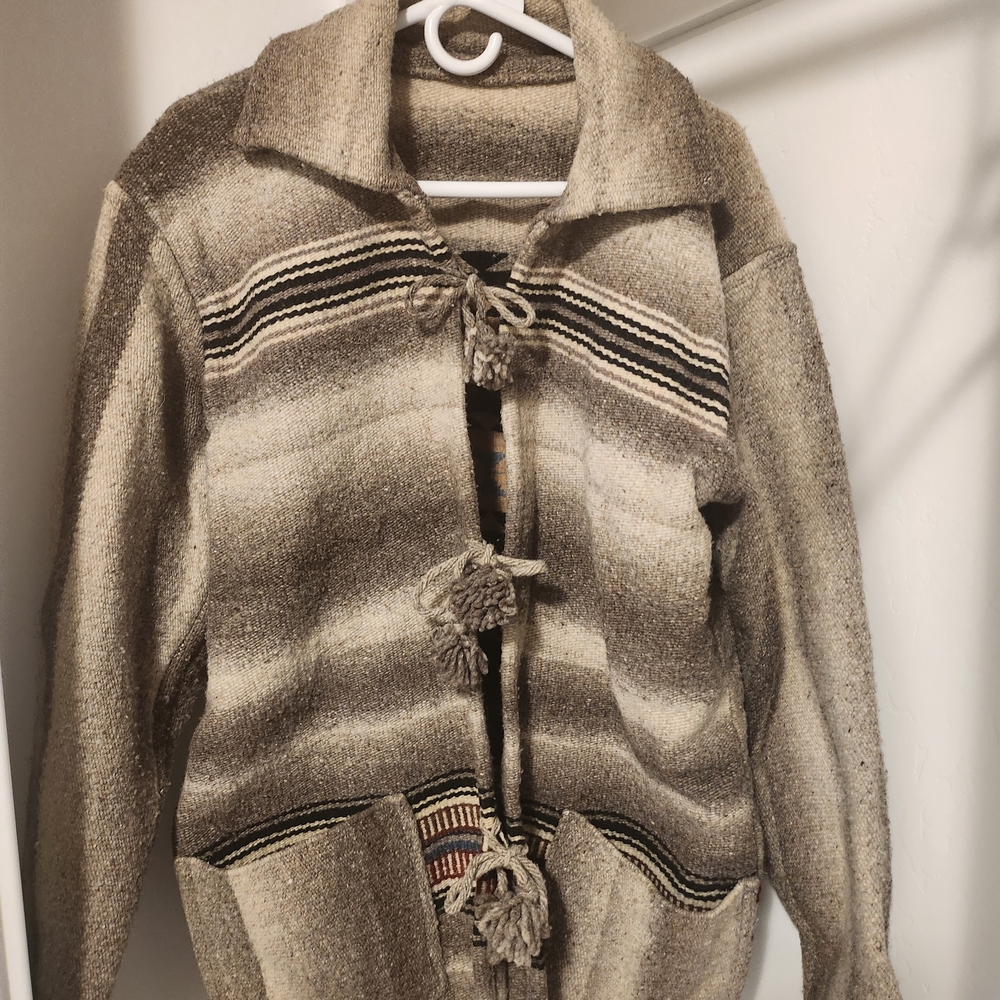 Women's Beige Striped Knit Jacket